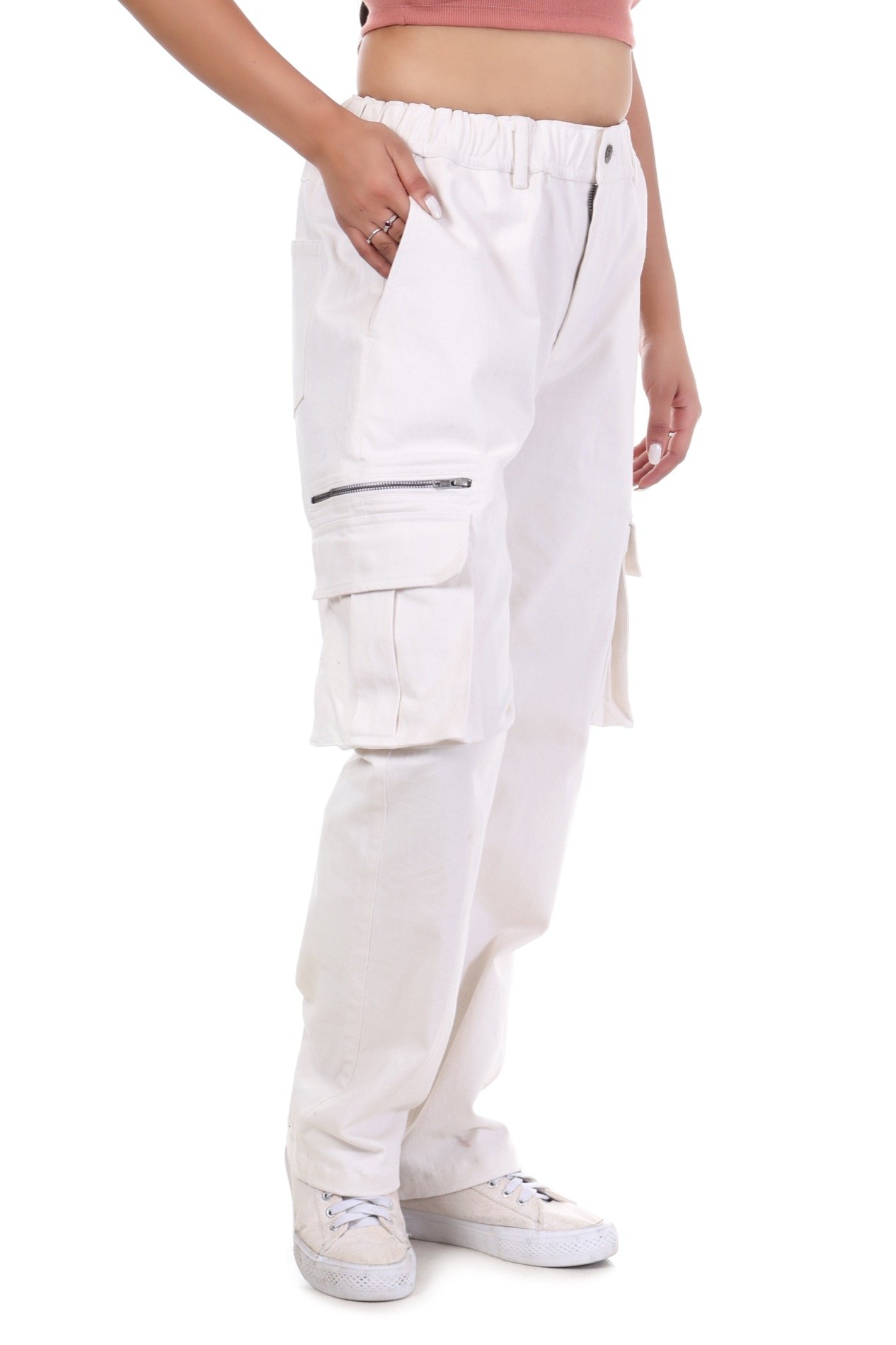 Essential Cargo Pants Women – Relaxed Fit – Morning White