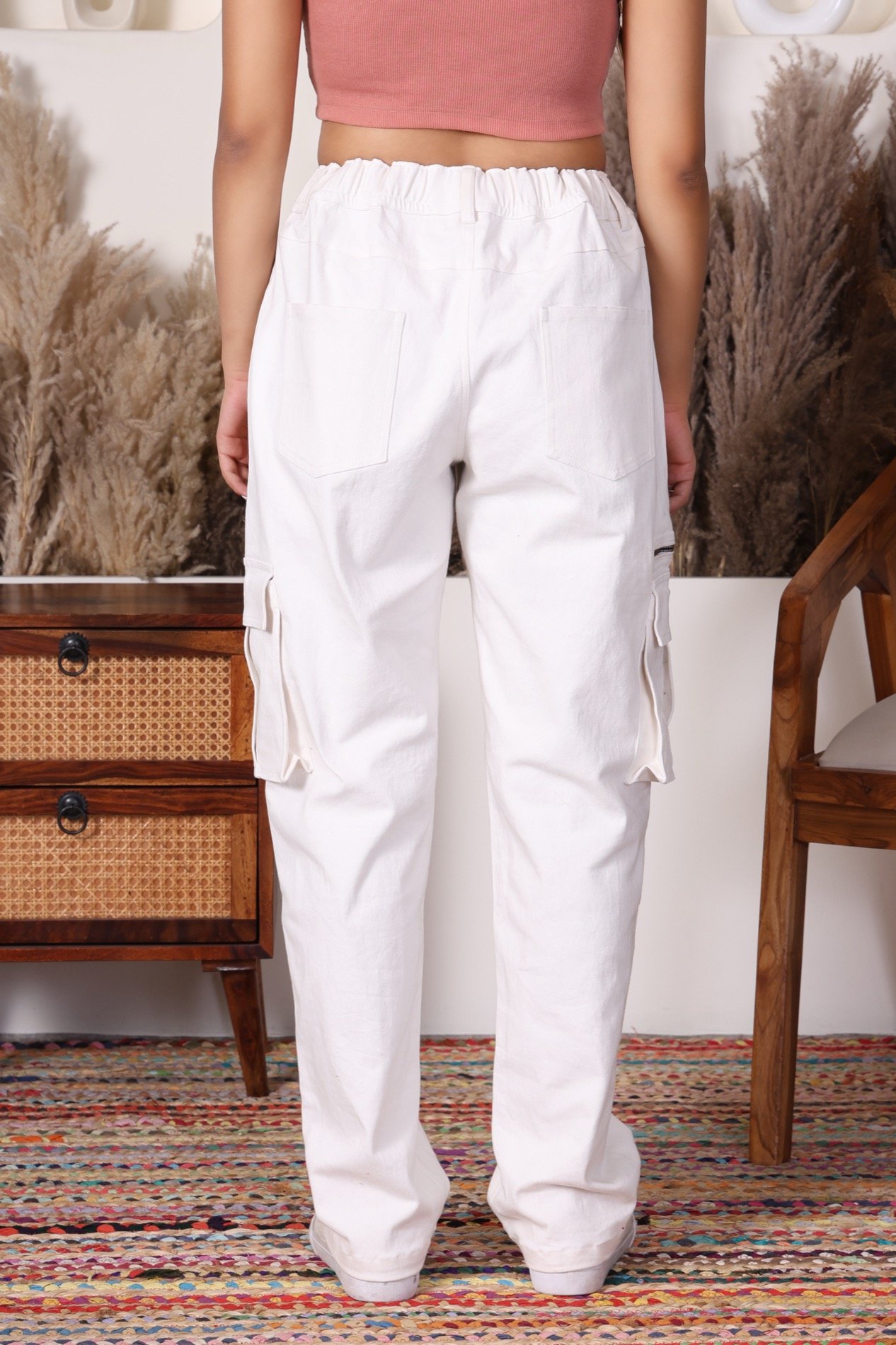 Essential Cargo Pants Women – Relaxed Fit – Morning White
